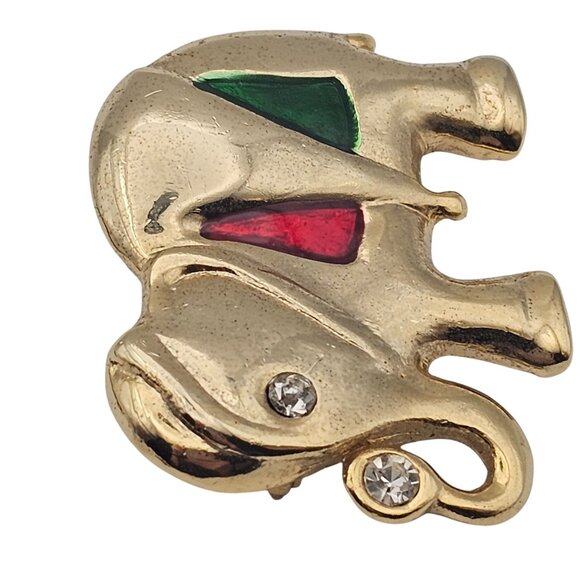 Elephant 3pc Lot Set Brooches Gold Toned Rhinestone Figural Pin Safari Animals - Picture 14 of 15